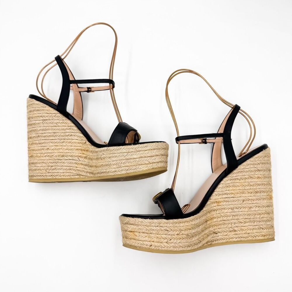 Gucci GG Marmont Platform Wedge Espadrille Sandals EU 39 US 9 - Picture 6 of 9